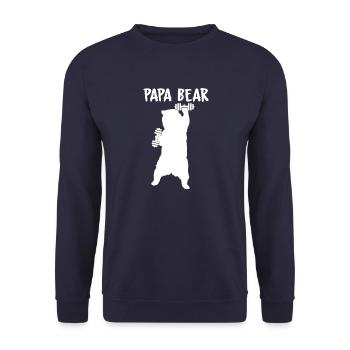 papa bear - lustiges Fitness Logo - Unisex Pullover - Navy - Vorne - Alina (178cm) & Michal (187cm)