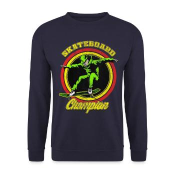 CHAMPION DE SKATEBOARD - Sweat-shirt Unisexe - marine - Devant - Alina (178cm) & Michal (187cm)