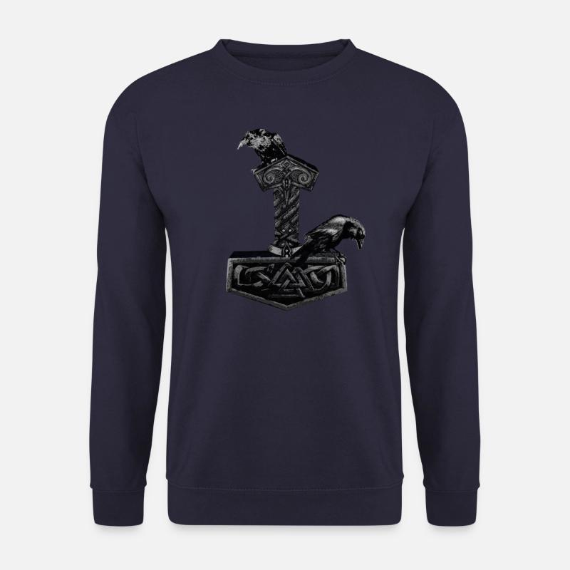 Le marteau de Mjölnir Thor et les corbeaux d'Odin - Sweat-shirt Unisexe - marine