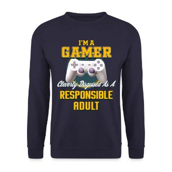 I am Gamer - Unisex Pullover - Navy - Vorne - Alina (178cm) & Michal (187cm)