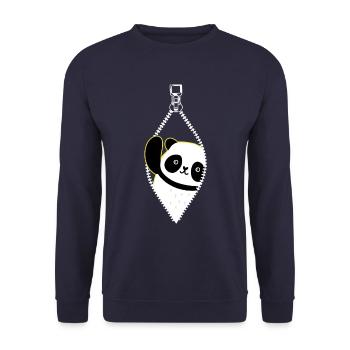 Panda de la fermeture éclair - Sweat-shirt Unisexe - marine - Devant - Alina (178cm) & Michal (187cm)