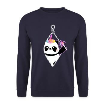 T-shirt Panda Licorne avec fermeture éclair - Sweat-shirt Unisexe - marine - Devant - Alina (178cm) & Michal (187cm)