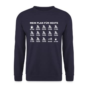 Mein Plan für heute I Kaffee Fahrrad Massage Bier - Unisex Pullover - Navy - Vorne - Alina (178cm) & Michal (187cm)
