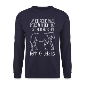 Ja ich rieche nach Pferd - Unisex Pullover - Navy - Vorne - Alina (178cm) & Michal (187cm)
