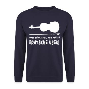 Mir reichts, ich gehe Bratsche üben! (weiss) - Unisex Pullover - Navy - Vorne - Alina (178cm) & Michal (187cm)
