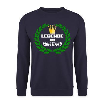 Legende im Ruhestand - Unisex Pullover - Navy - Vorne - Alina (178cm) & Michal (187cm)