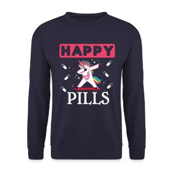 Party Unicorn - Unisex Sweatshirt - navy - Front - Alina (178cm) & Michal (187cm)