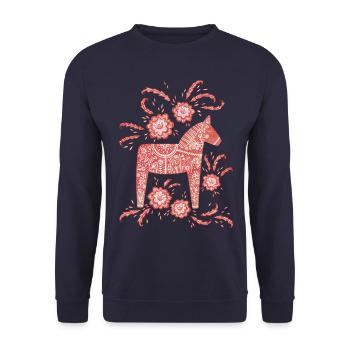 Swedish Darla Horse - Unisex Sweatshirt - navy - Front - Alina (178cm) & Michal (187cm)