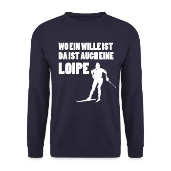 Ski / Langlaufen / Langläufer / Skifahrer - Unisex Pullover - Navy - Vorne - Alina (178cm) & Michal (187cm)