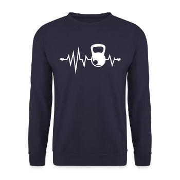 Kettlebell Love No. 4 - Unisex Sweatshirt - navy - Front - Alina (178cm) & Michal (187cm)
