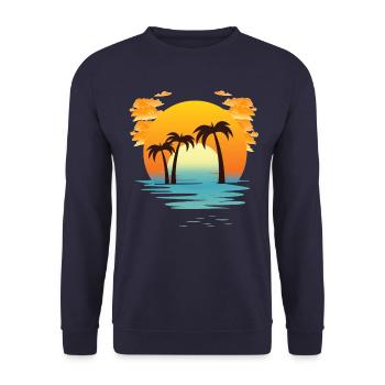 sunset of palms - Unisex Sweatshirt - navy - Front - Alina (178cm) & Michal (187cm)