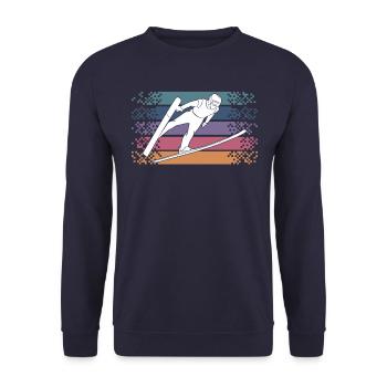 Saut à ski rétro vintage - Sweat-shirt Unisexe - marine - Devant - Alina (178cm) & Michal (187cm)