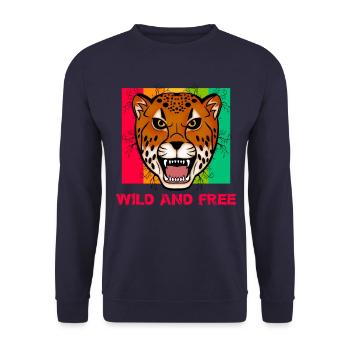 Wild and Free tiger - Unisex Pullover - Navy - Vorne - Alina (178cm) & Michal (187cm)