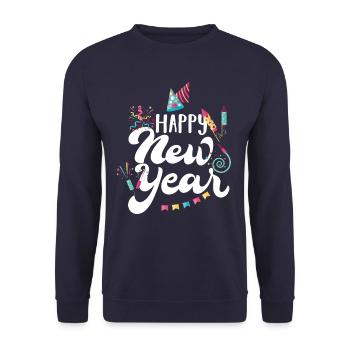 Happy New Year No. 39 - Unisex Sweatshirt - navy - Front - Alina (178cm) & Michal (187cm)