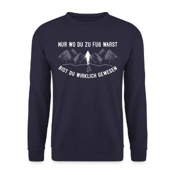 Spruch für Wanderer - Unisex Pullover - Navy - Vorne - Alina (178cm) & Michal (187cm)