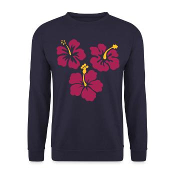 Trois fleurs d'hibiscus - Sweat-shirt Unisexe - marine - Devant - Alina (178cm) & Michal (187cm)