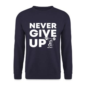 Never Give Up No. 7 - Unisex Sweatshirt - navy - Front - Alina (178cm) & Michal (187cm)