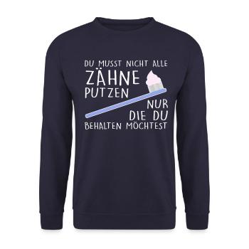 Zahnarzt Zahnärztin - Unisex Pullover - Navy - Vorne - Alina (178cm) & Michal (187cm)
