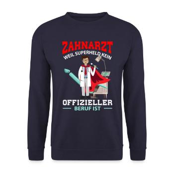 Zahnarzt Superheld - Unisex Pullover - Navy - Vorne - Alina (178cm) & Michal (187cm)