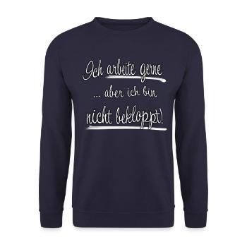Ich arbeite gerne aber ich bin nicht bekloppt - Unisex Pullover - Navy - Vorne - Alina (178cm) & Michal (187cm)