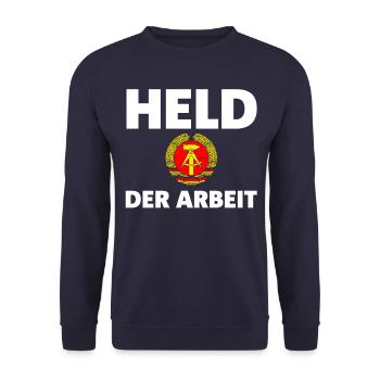 Held der Arbeit DDR - Unisex Pullover - Navy - Vorne - Alina (178cm) & Michal (187cm)