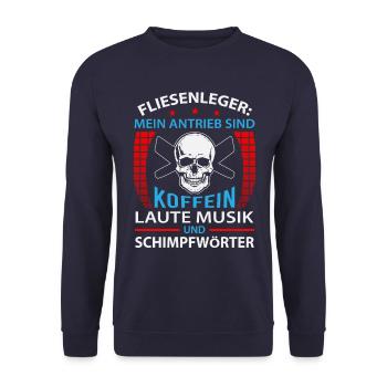 Fliesenleger Spruch - Unisex Pullover - Navy - Vorne - Alina (178cm) & Michal (187cm)