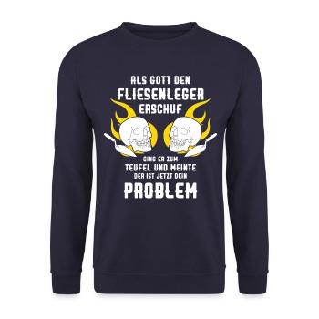Fliesenleger Meister Lehrling - Unisex Pullover - Navy - Vorne - Alina (178cm) & Michal (187cm)