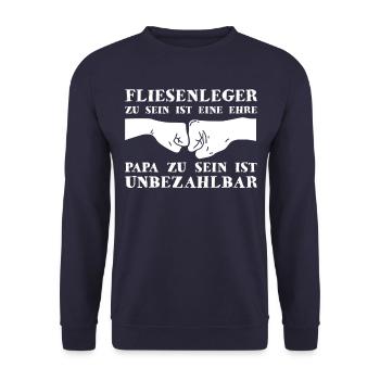 Fliesenleger Papa - Unisex Pullover - Navy - Vorne - Alina (178cm) & Michal (187cm)