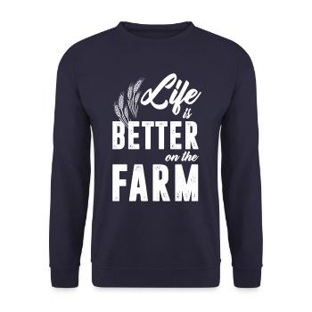 Life is better on the farm - Unisex Sweatshirt - navy - Front - Alina (178cm) & Michal (187cm)