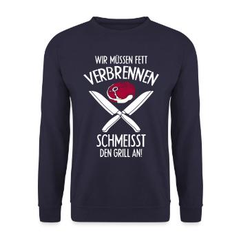 Grillmeister Metzger - Unisex Pullover - Navy - Vorne - Alina (178cm) & Michal (187cm)