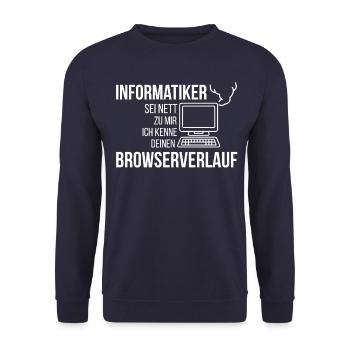 Informatiker Lustig - Unisex Pullover - Navy - Vorne - Alina (178cm) & Michal (187cm)
