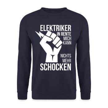 Elektriker In Rente - Unisex Pullover - Navy - Vorne - Alina (178cm) & Michal (187cm)