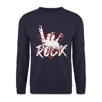 Rock metal hand french fries gift - Unisex Sweatshirt - navy - Front - Alina (178cm) & Michal (187cm)