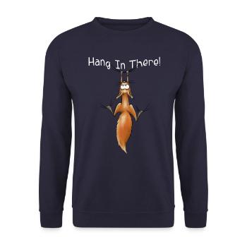 Hang In There Eichhörnchen Oachkatzl Trend-Tier - Unisex Pullover - Navy - Vorne - Alina (178cm) & Michal (187cm)