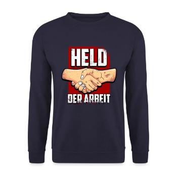 DDR Held der Arbeit Geschenkidee - Unisex Pullover - Navy - Vorne - Alina (178cm) & Michal (187cm)