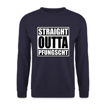 straight outta pfungscht - Unisex Pullover - Navy - Vorne - Alina (178cm) & Michal (187cm)