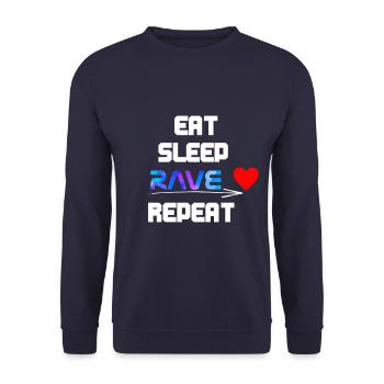Eat Sleep Rave Repeat - Unisex Pullover - Navy - Vorne - Alina (178cm) & Michal (187cm)