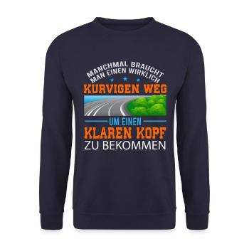 Motorrad Spruch - Unisex Pullover - Navy - Vorne - Alina (178cm) & Michal (187cm)
