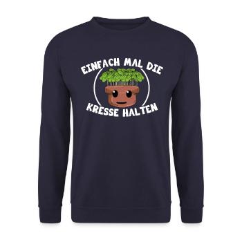 Einfach mal die Kresse halten - Unisex Pullover - Navy - Vorne - Alina (178cm) & Michal (187cm)