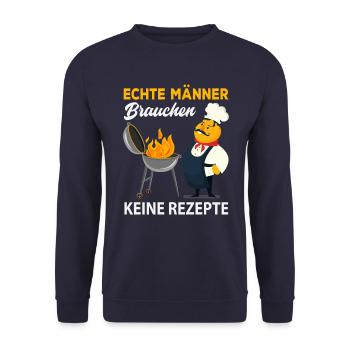 Männer Grillen - Unisex Pullover - Navy - Vorne - Alina (178cm) & Michal (187cm)