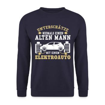 Unterschätze niemals einen alten Mann - Unisex Pullover - Navy - Vorne - Alina (178cm) & Michal (187cm)