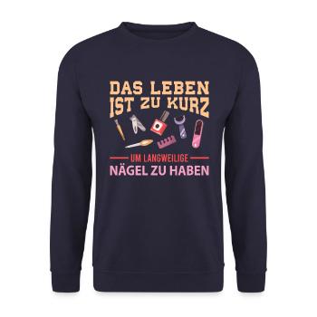 Niemals langweilige Nägel - Unisex Pullover - Navy - Vorne - Alina (178cm) & Michal (187cm)