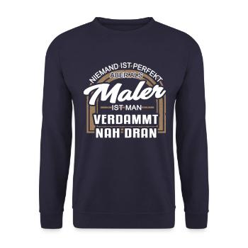 Niemand Ist Perfekt Aber Als Maler - Unisex Pullover - Navy - Vorne - Alina (178cm) & Michal (187cm)