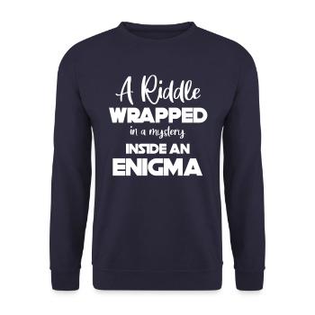 A Riddle Wrapped in a mystery - Unisex Pullover - Navy - Vorne - Alina (178cm) & Michal (187cm)