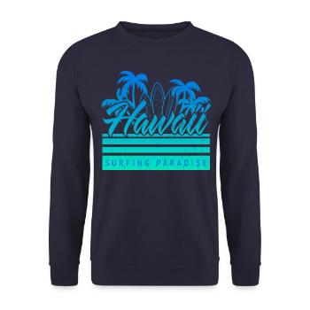 Hawaii Surfing Paradise Vintage - Unisex Pullover - Navy - Vorne - Alina (178cm) & Michal (187cm)