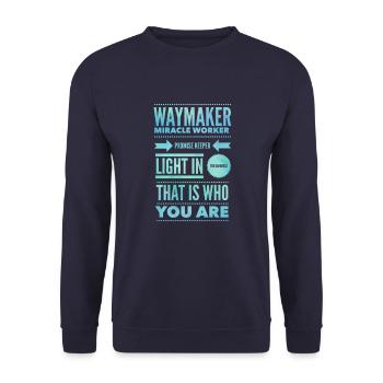 Waymaker & Christian Gifts Way Maker Jesus - Unisex Sweatshirt - navy - Front - Alina (178cm) & Michal (187cm)