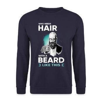 Barbe barbe barbe poils du visage barbe complète - Sweat-shirt Unisexe - marine - Devant - Alina (178cm) & Michal (187cm)
