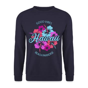 Hawaii Good Vibes Beach Paradise - Unisex Pullover - Navy - Vorne - Alina (178cm) & Michal (187cm)