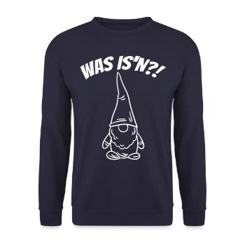 Zwerg WAS IS´N ?!- lustiges Tshirt mit Bart Mann - Unisex Pullover - Navy - Vorne - Alina (178cm) & Michal (187cm)
