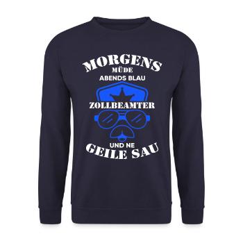 Zoll Zollbeamter Geschenk Zollamt - Unisex Pullover - Navy - Vorne - Alina (178cm) & Michal (187cm)